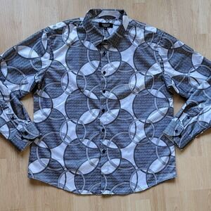 Pavini by Rocco Ravalli Mens XL Geometric Circle Greek Key Button Down Shirt